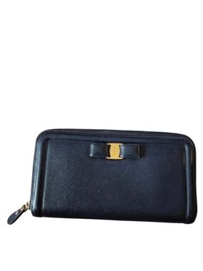 Salvatore Ferragamo Navy Long Zip Wallet